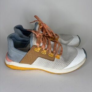 Women's Olukai Wailuku Comfort Sneaker Ivory Brown Orange Sz 8M athletic casual